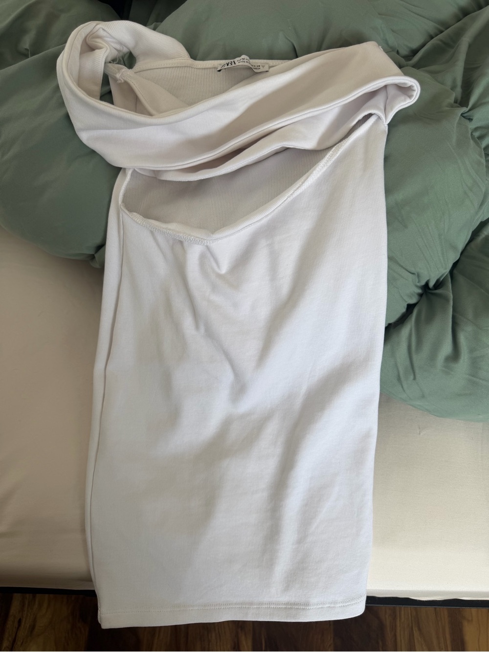 Zara White Ribbed One-Shoulder Dress